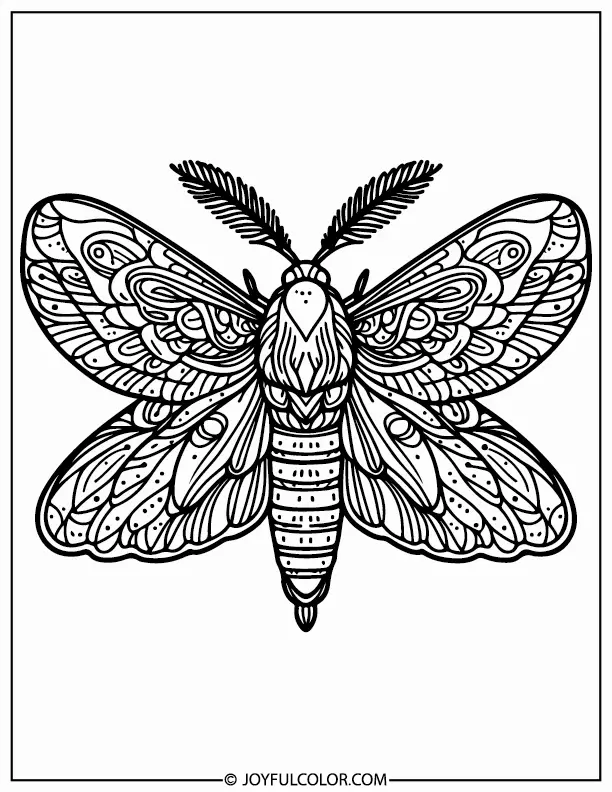 A Cute Moth Coloring Page