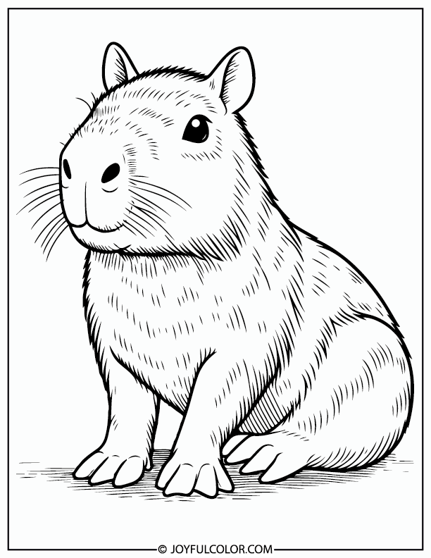 Adorable Capybara Coloring Page