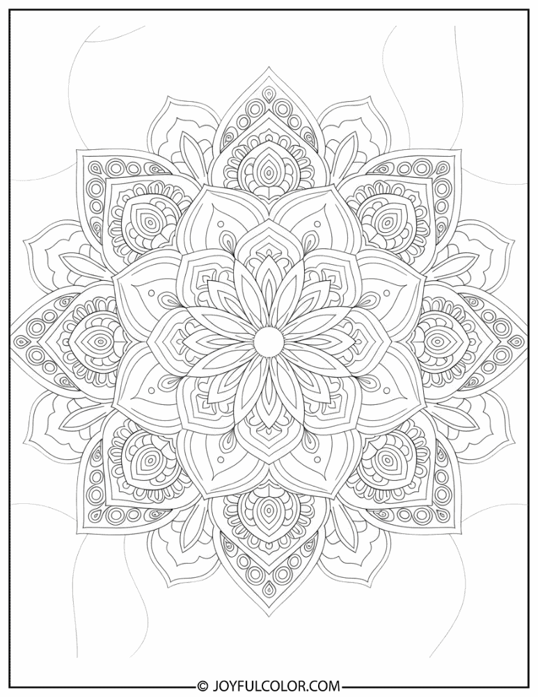Advanced Lotus Mandala Coloring Page