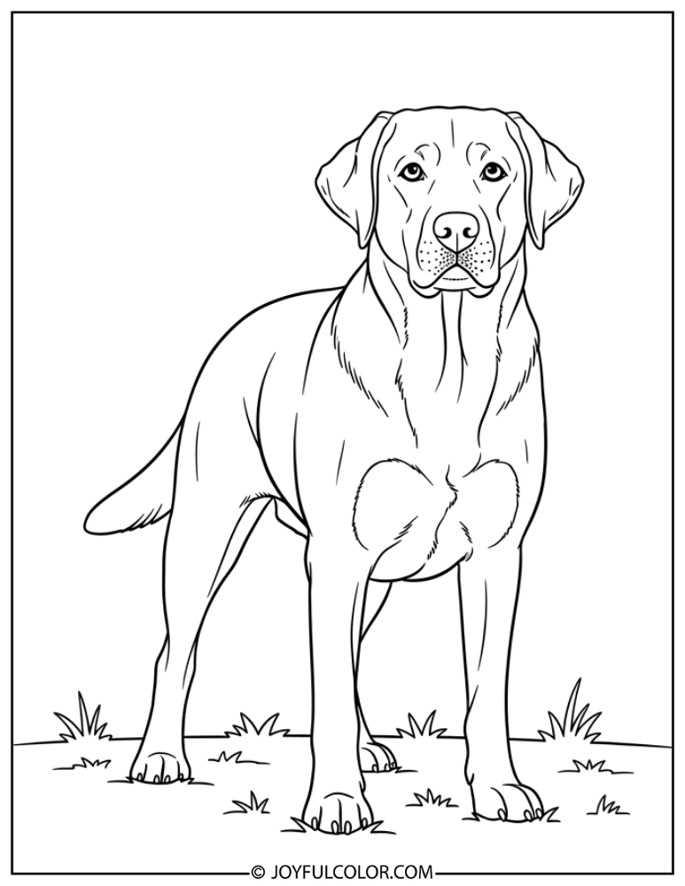 Alert Lab Dog Looking Forward Coloring Page