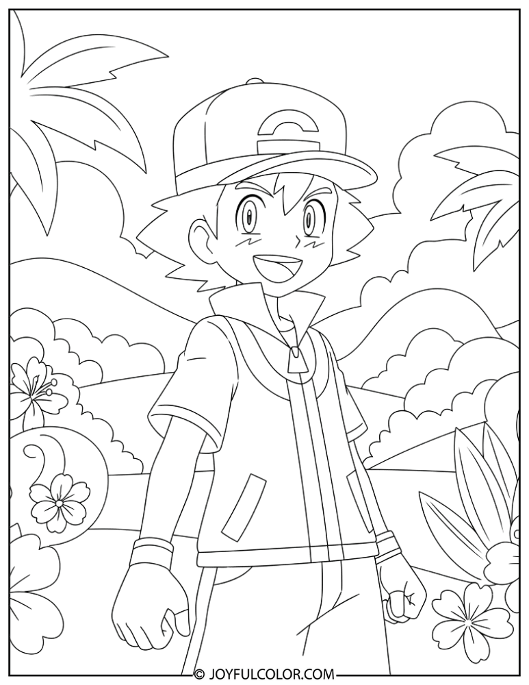 Alola Ash Coloring Page