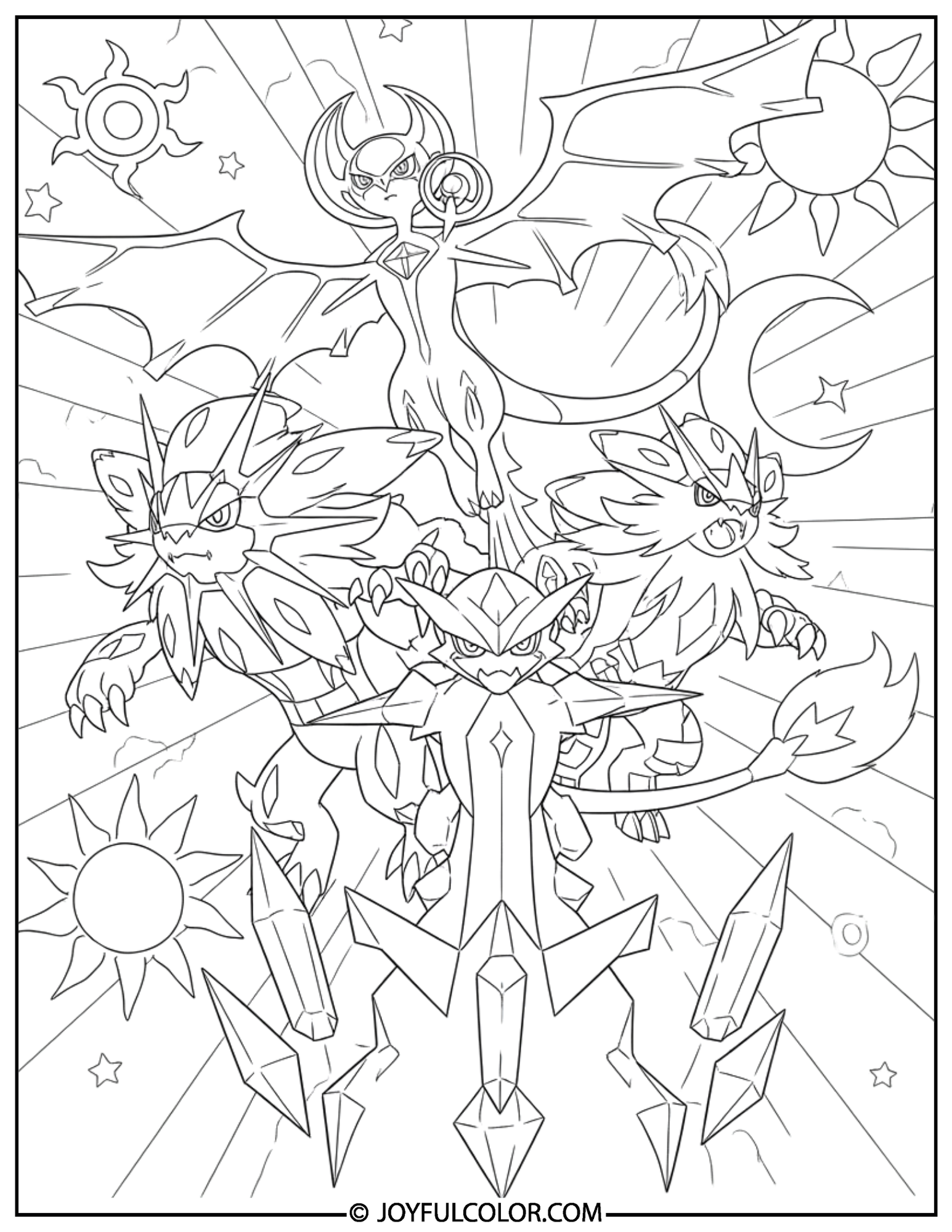 Alola Legendaries Trio Coloring Page