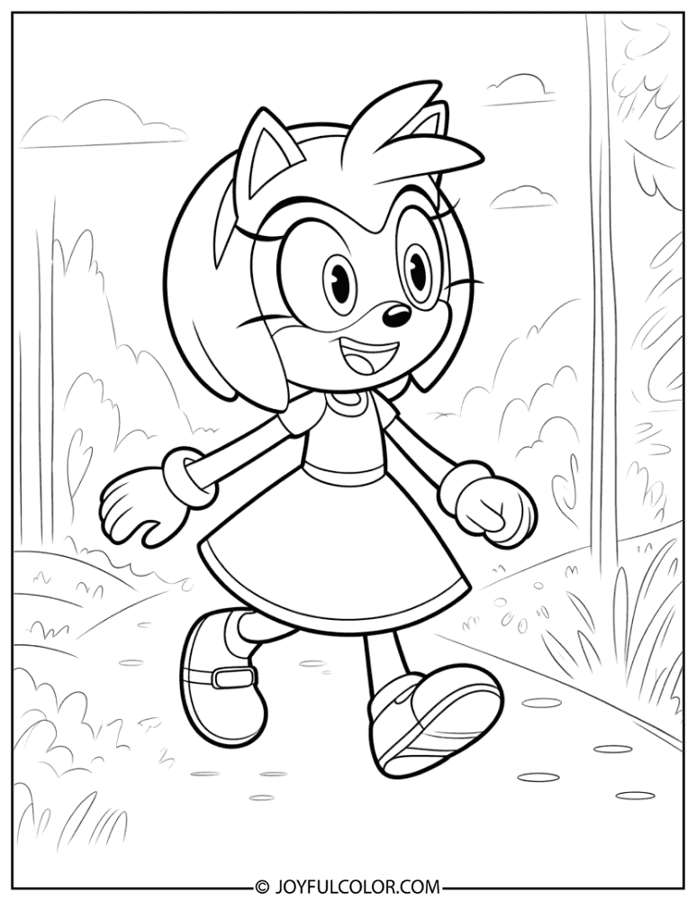 Amy Rose Adventure Coloring Page
