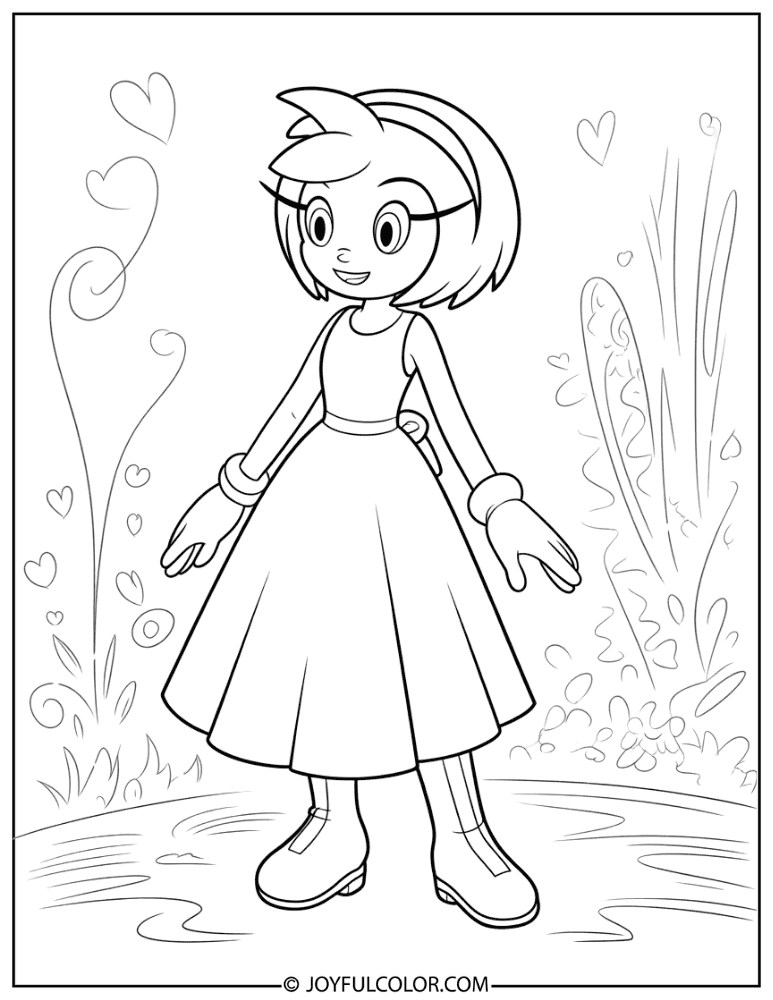 Amy Rose Dress Coloring Page