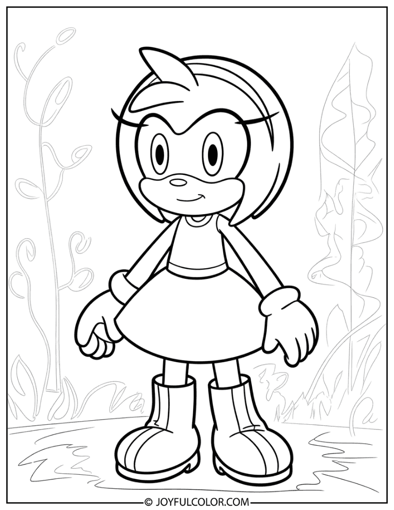 Amy Rose Outline Coloring Page