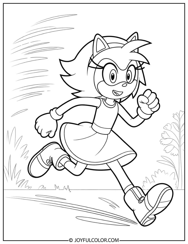 Amy Rose Running Coloring Page
