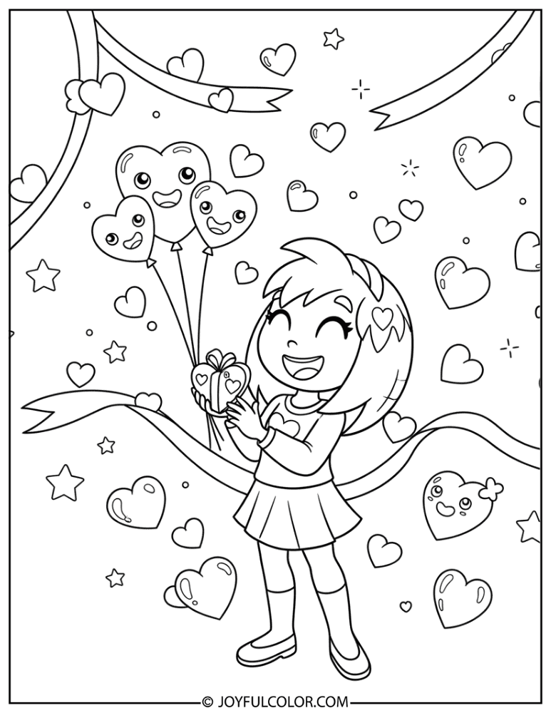 Amy Rose Valentine Hearts Coloring Page