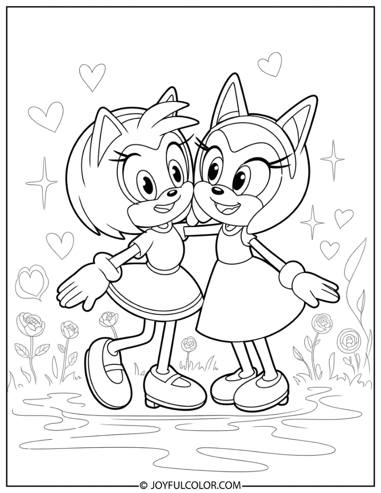 Amy Rose and Cream Together Coloring Page