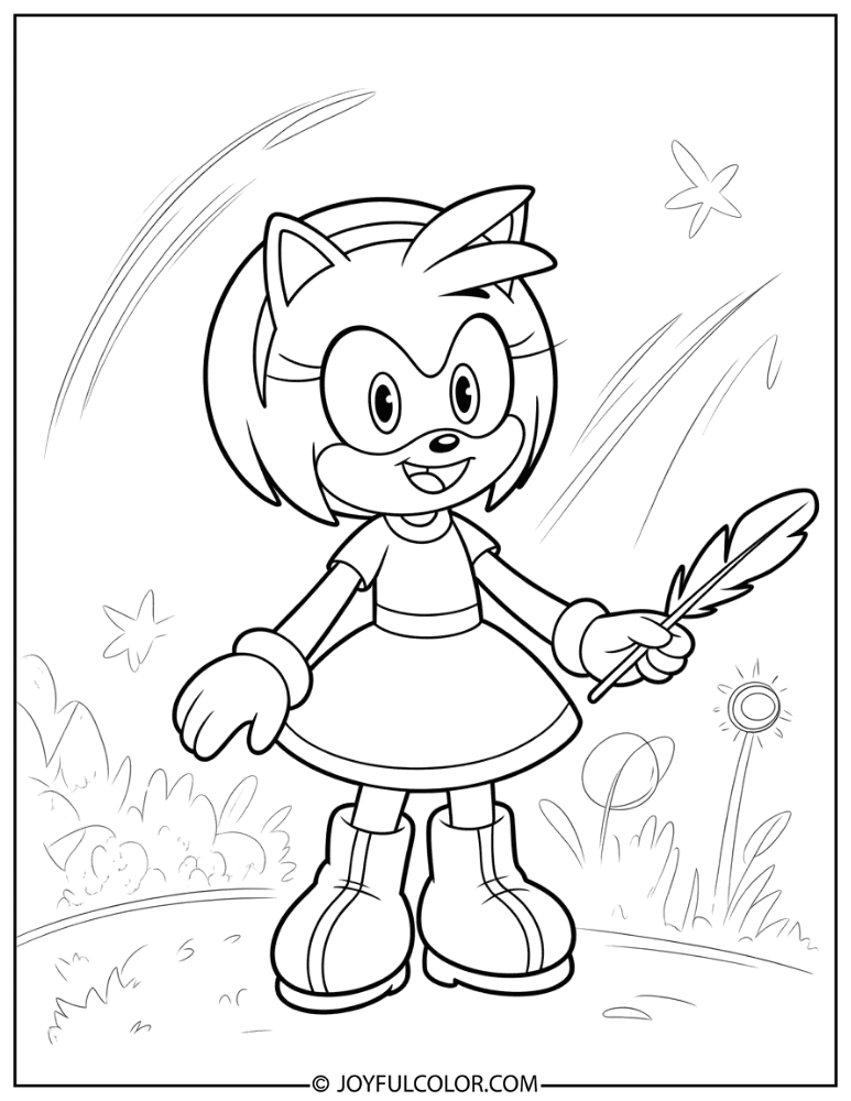 Amy Rose for Beginners Coloring Page