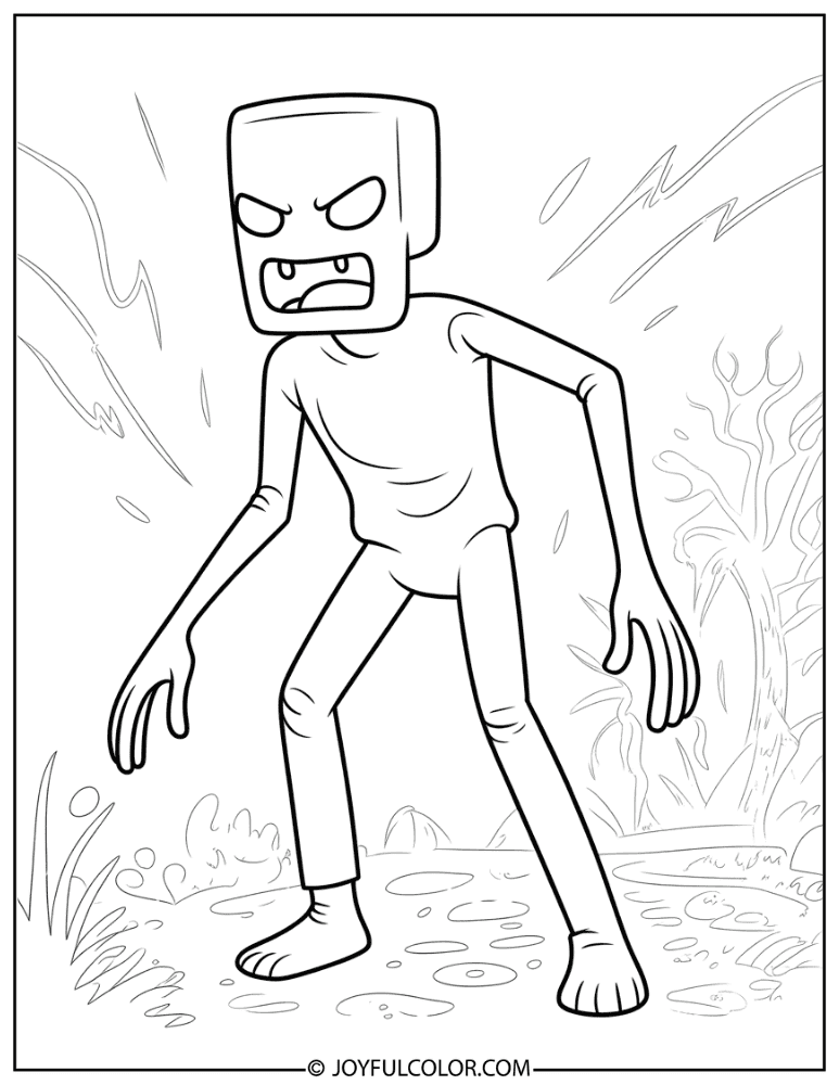 Angry Enderman Open Mouth Coloring Page
