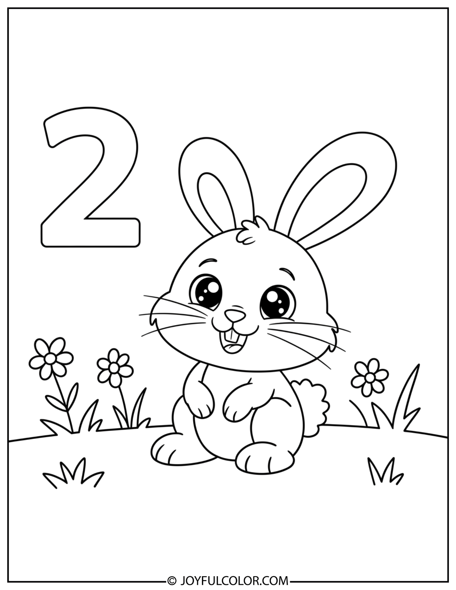 Animal Number 2 Coloring Page