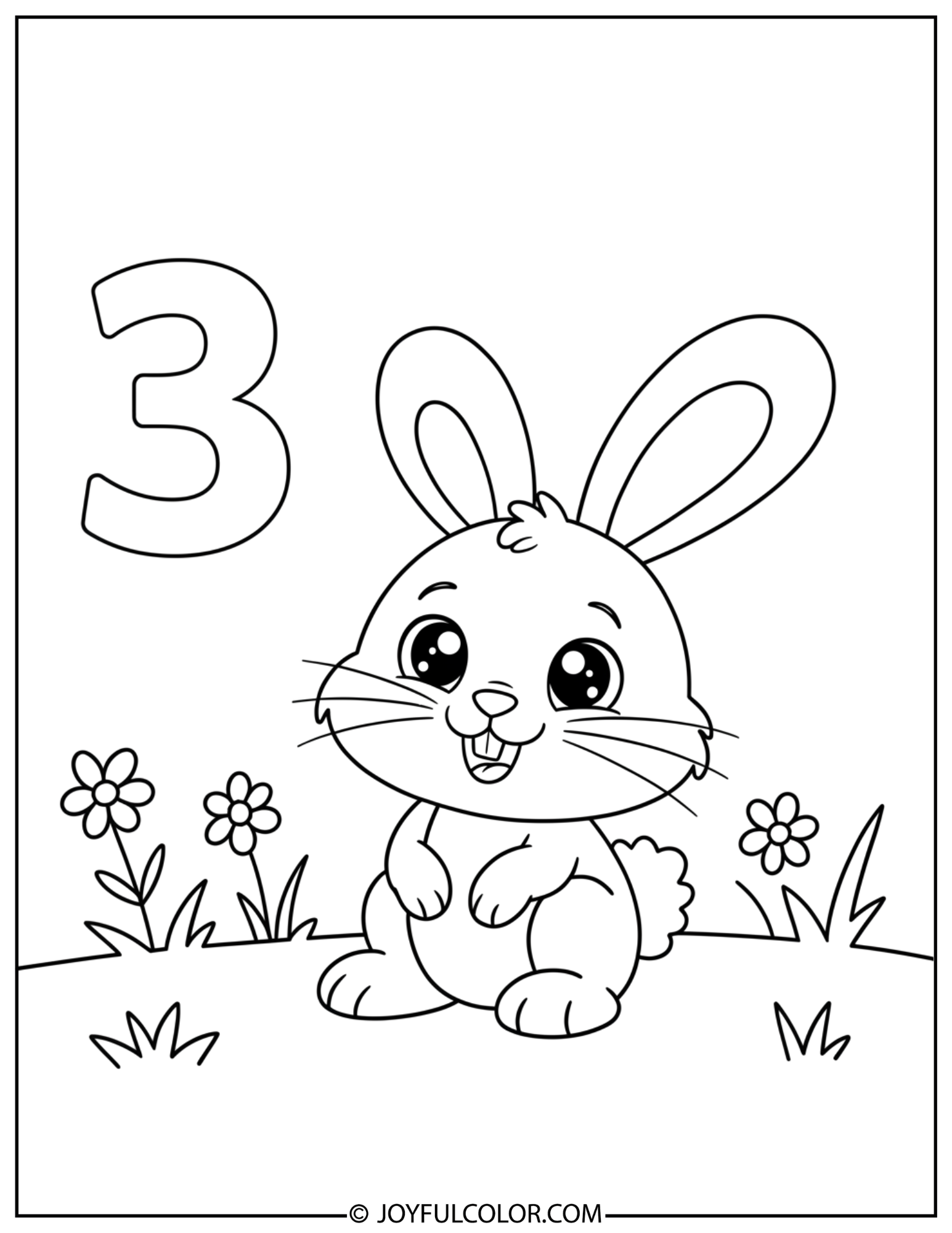 Animal Number 3 Coloring Page