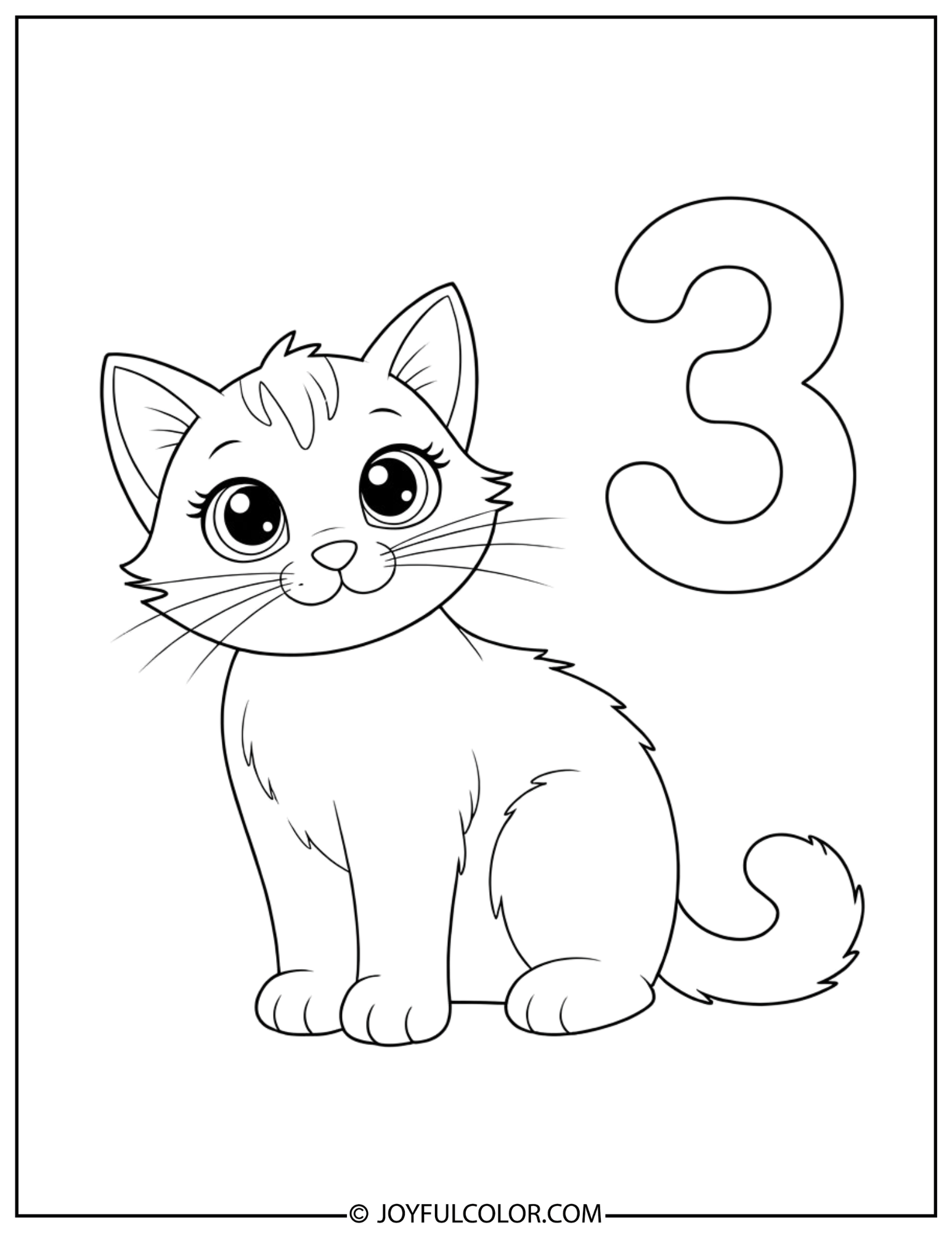 Animal Number 3 Coloring Page