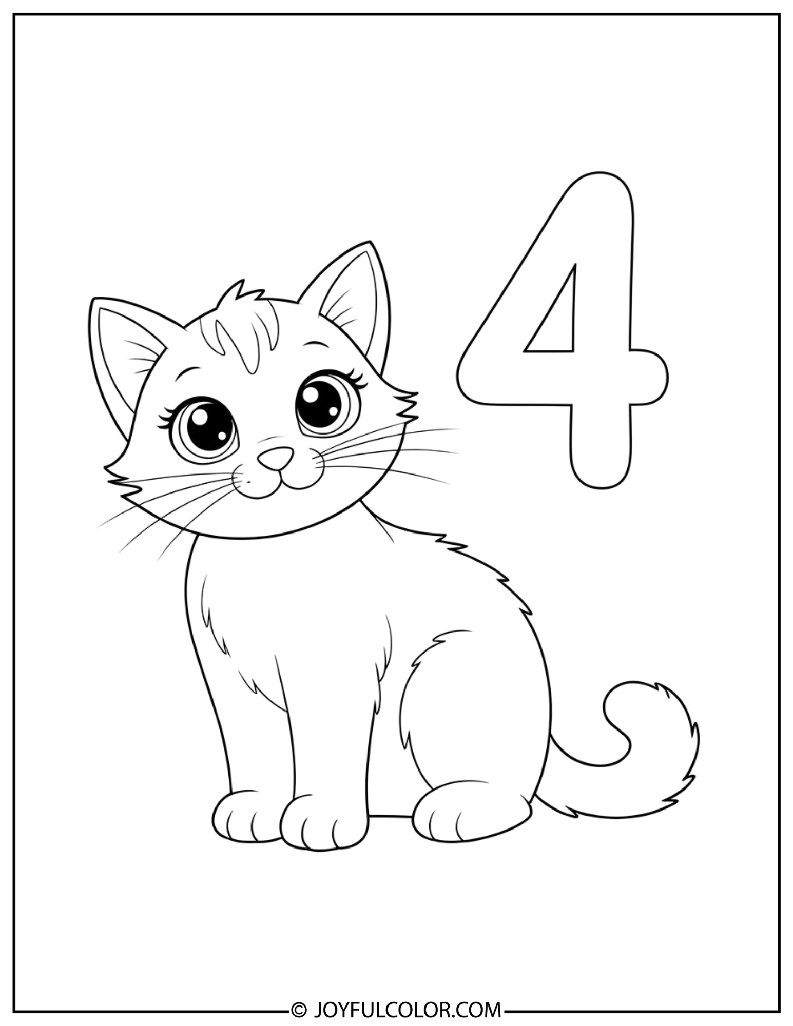 Animal Number 4 Coloring Page
