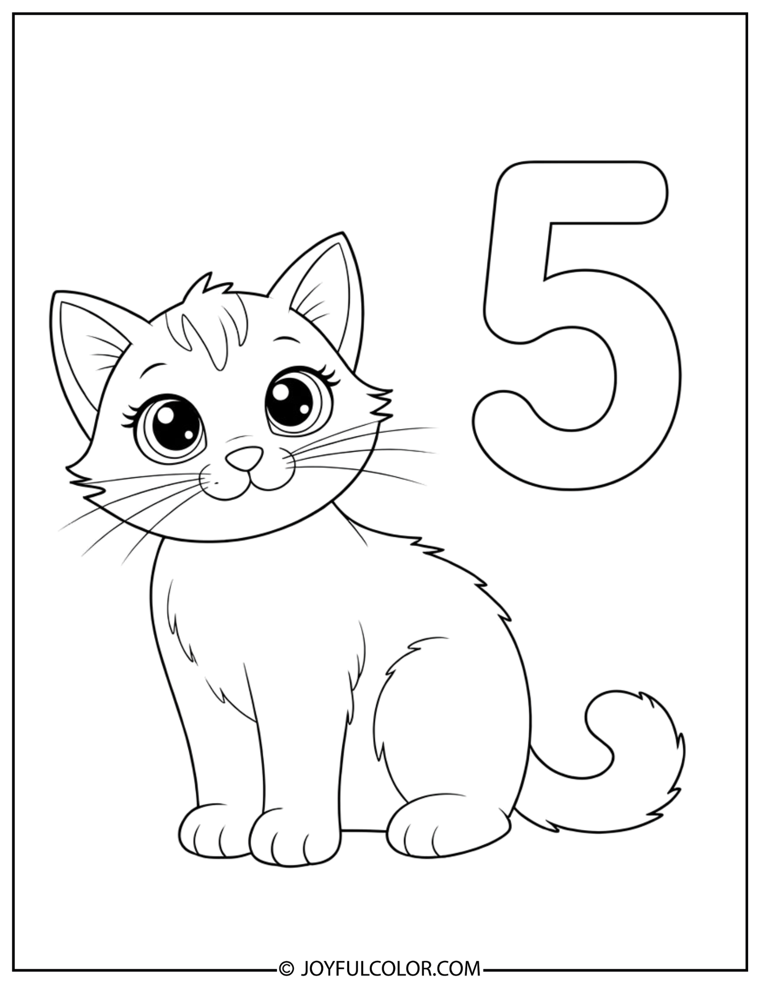 Animal Number 5 Coloring Page