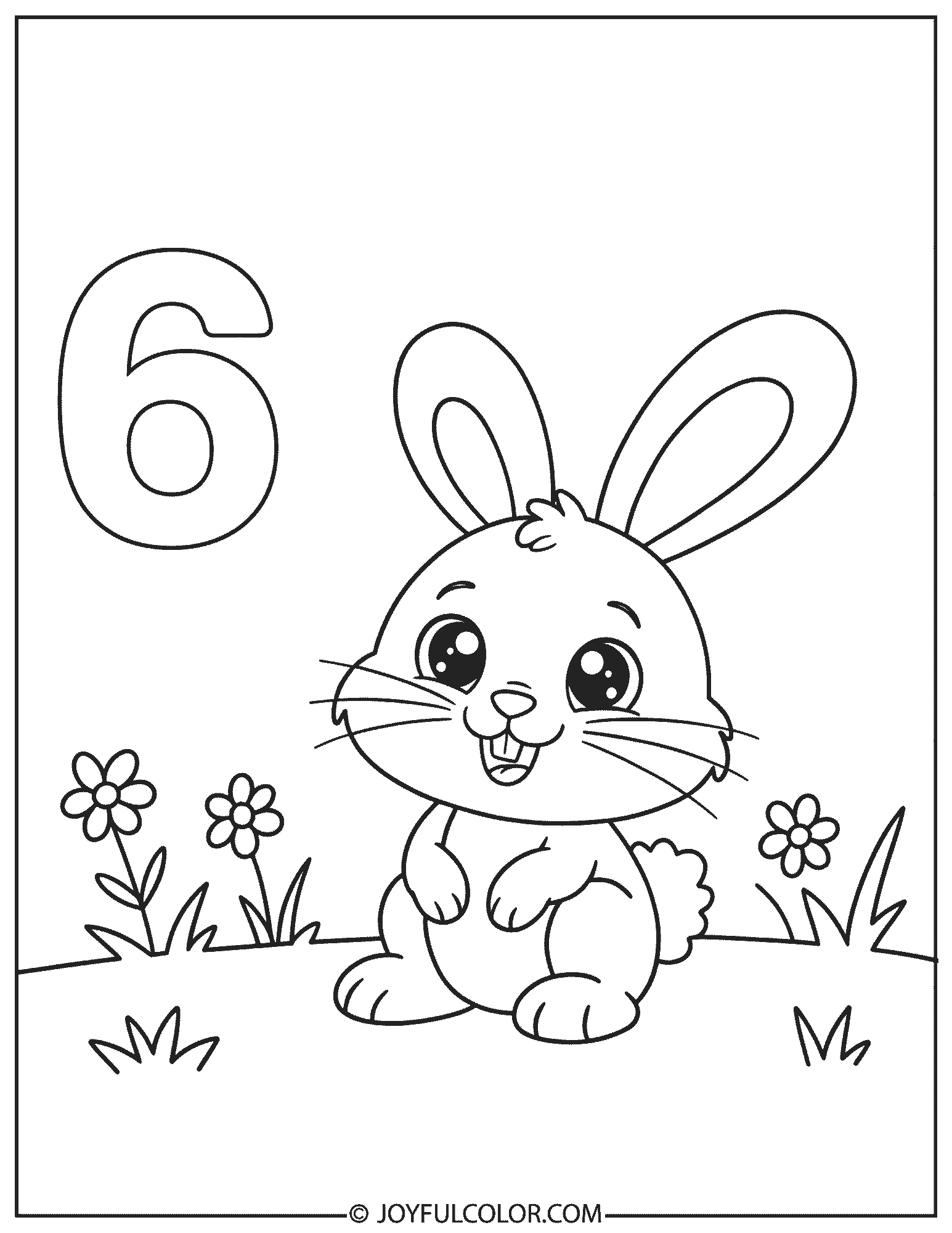 Safari Animal Number 6 Coloring Page