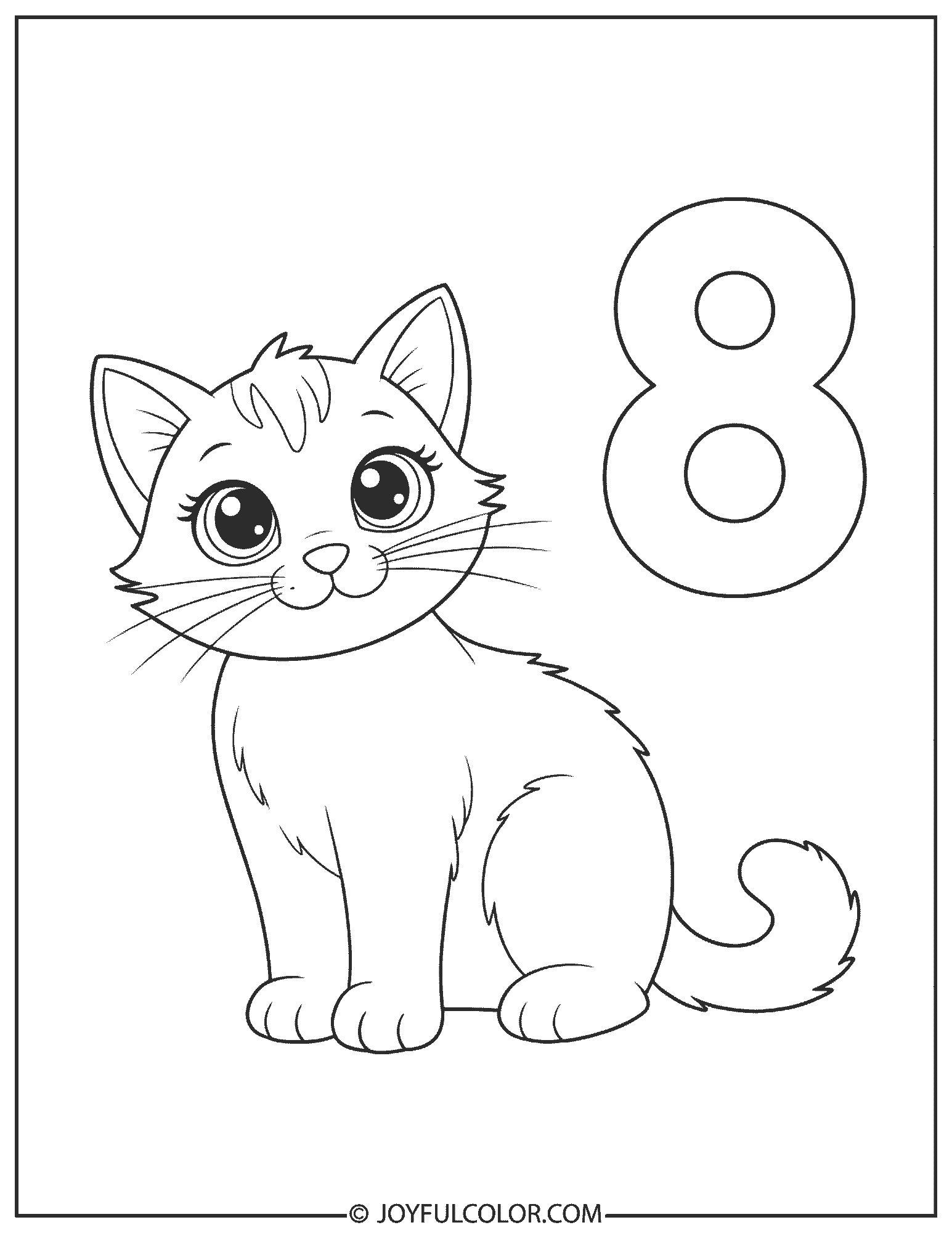 Animal Number 8 Coloring Page