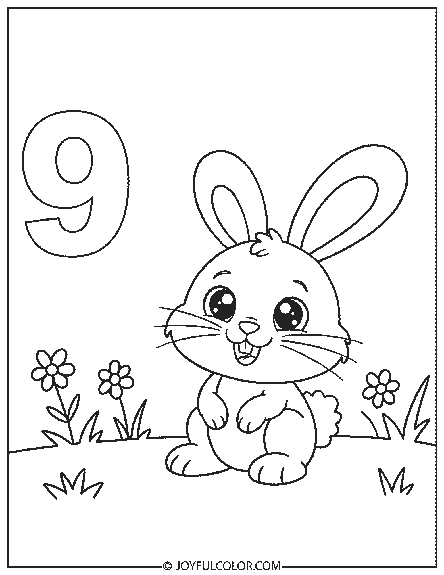 Animal Number 9 Coloring Page