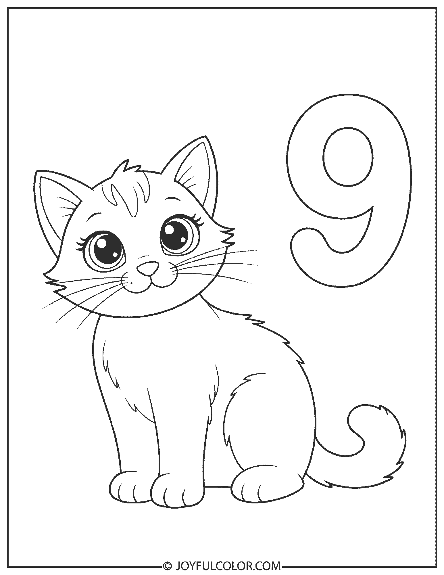 Animal Number 9 Coloring Page