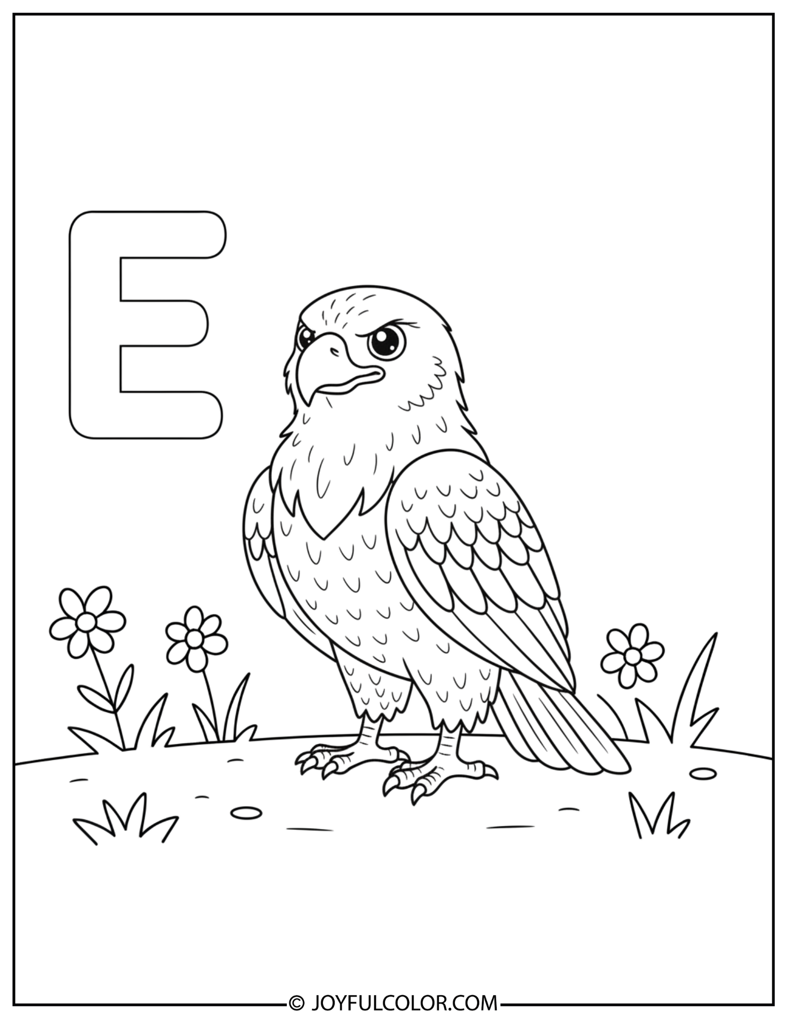 Elephant Letter E Coloring Page