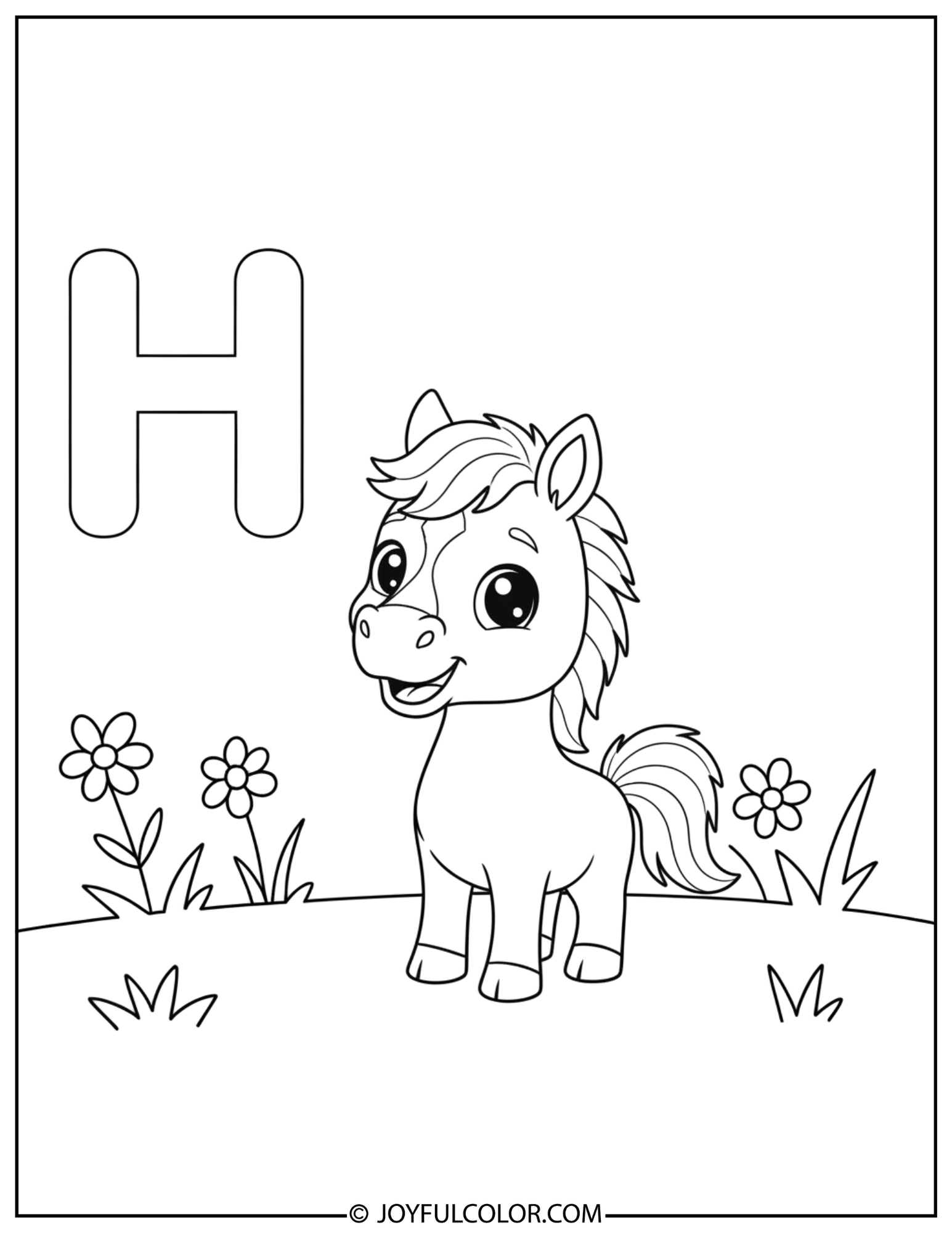 Animal Letter H Coloring Page