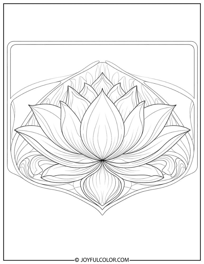 Art Nouveau Lotus Flower Coloring Page