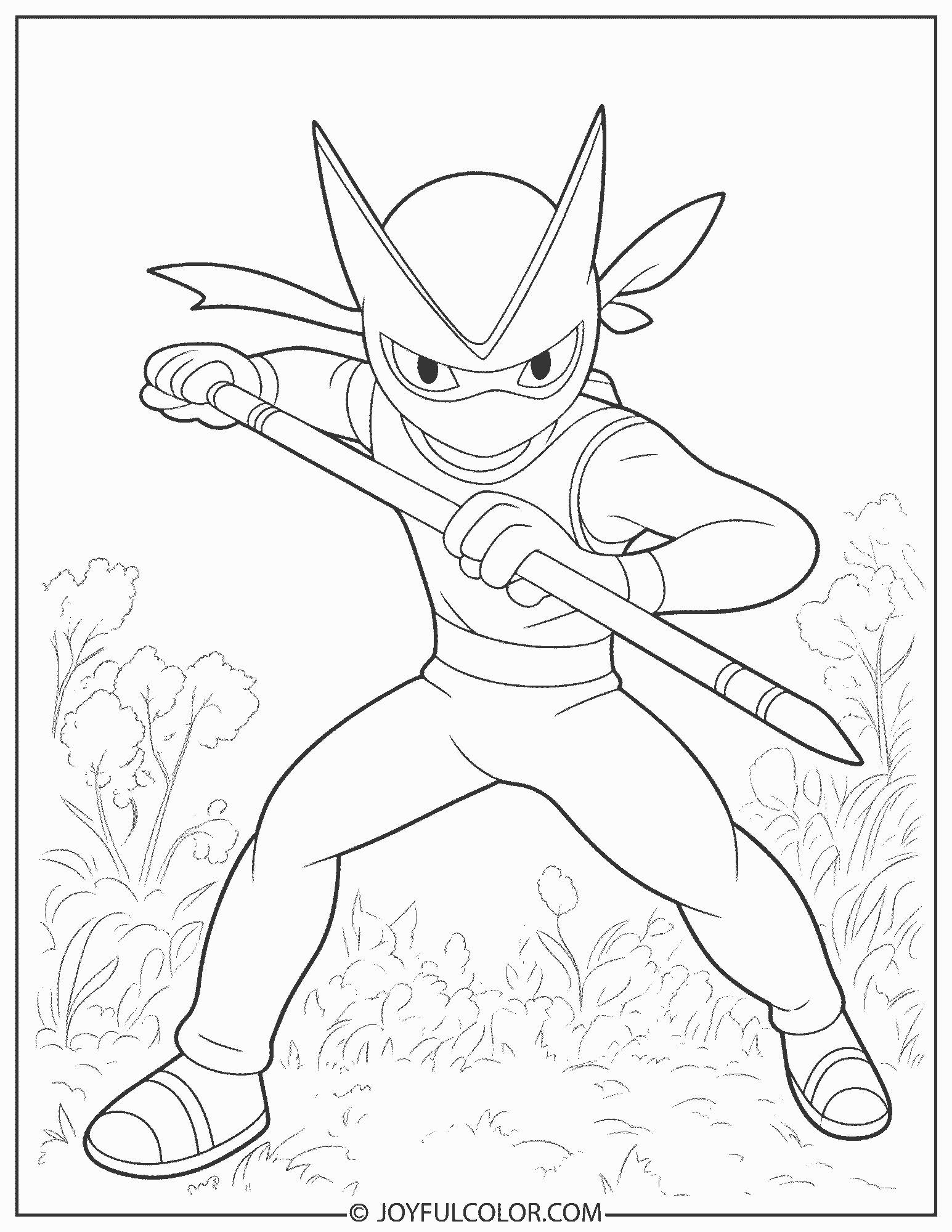Ash Greninja Battle Coloring Page