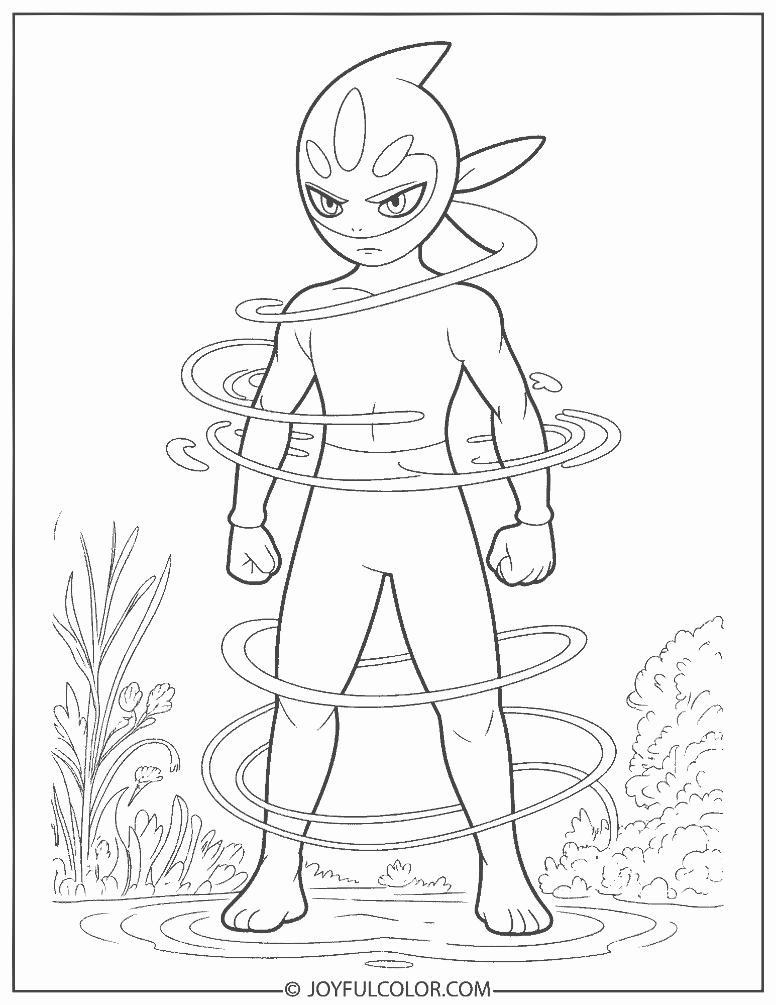 Ash Greninja Transformation Coloring Page