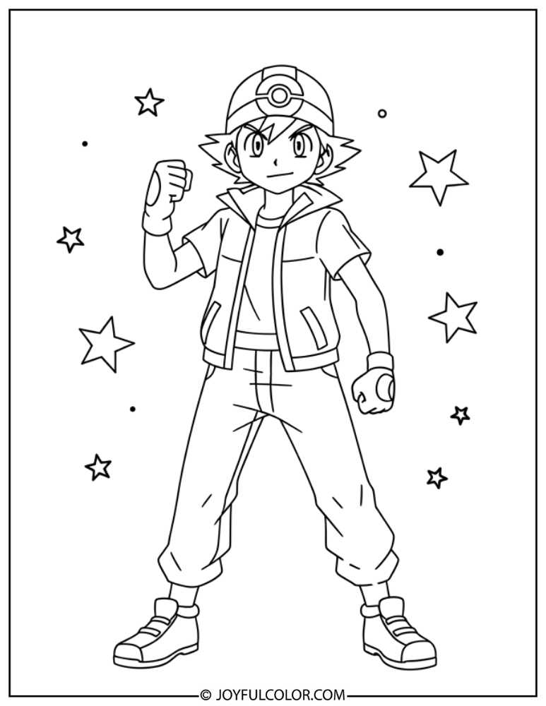 Ash Original Outfit Coloring Page