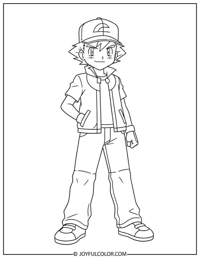 Ash Outline Coloring Page