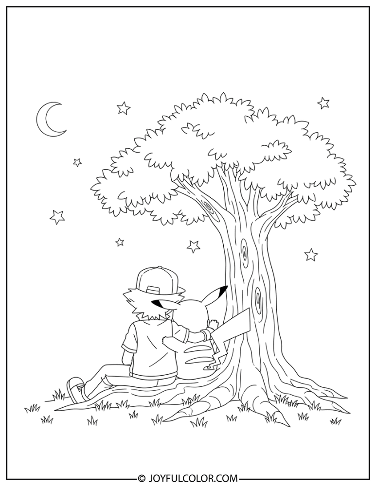 Ash Pikachu Best Friends Coloring Page
