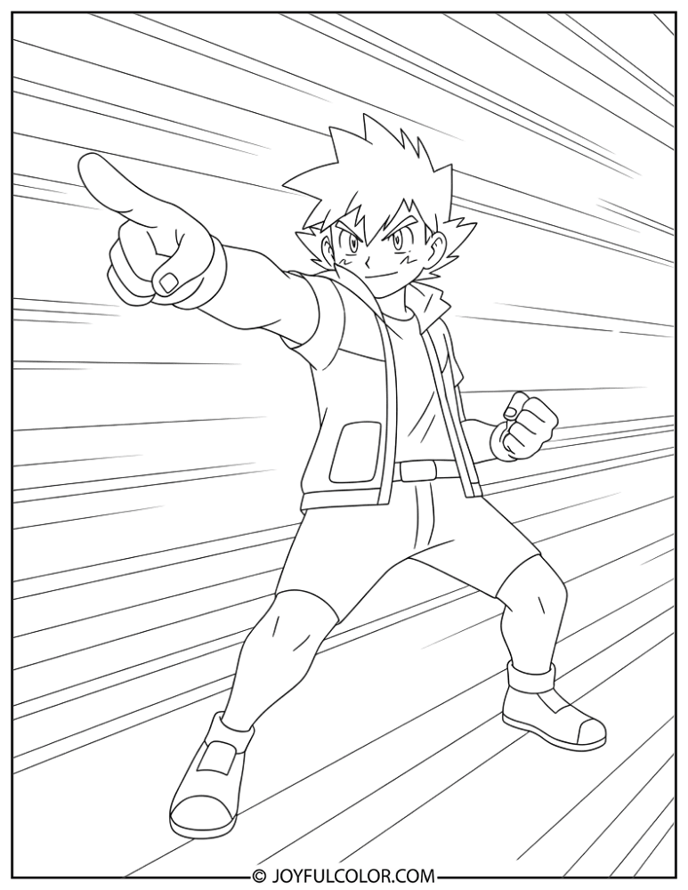 Ash Pointing Coloring Page