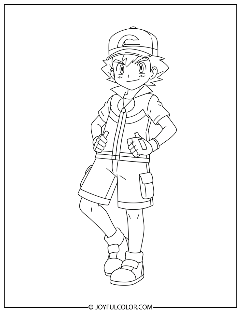 Ash SM Series Coloring Page