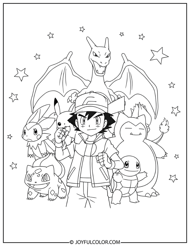 Ash Team Coloring Page