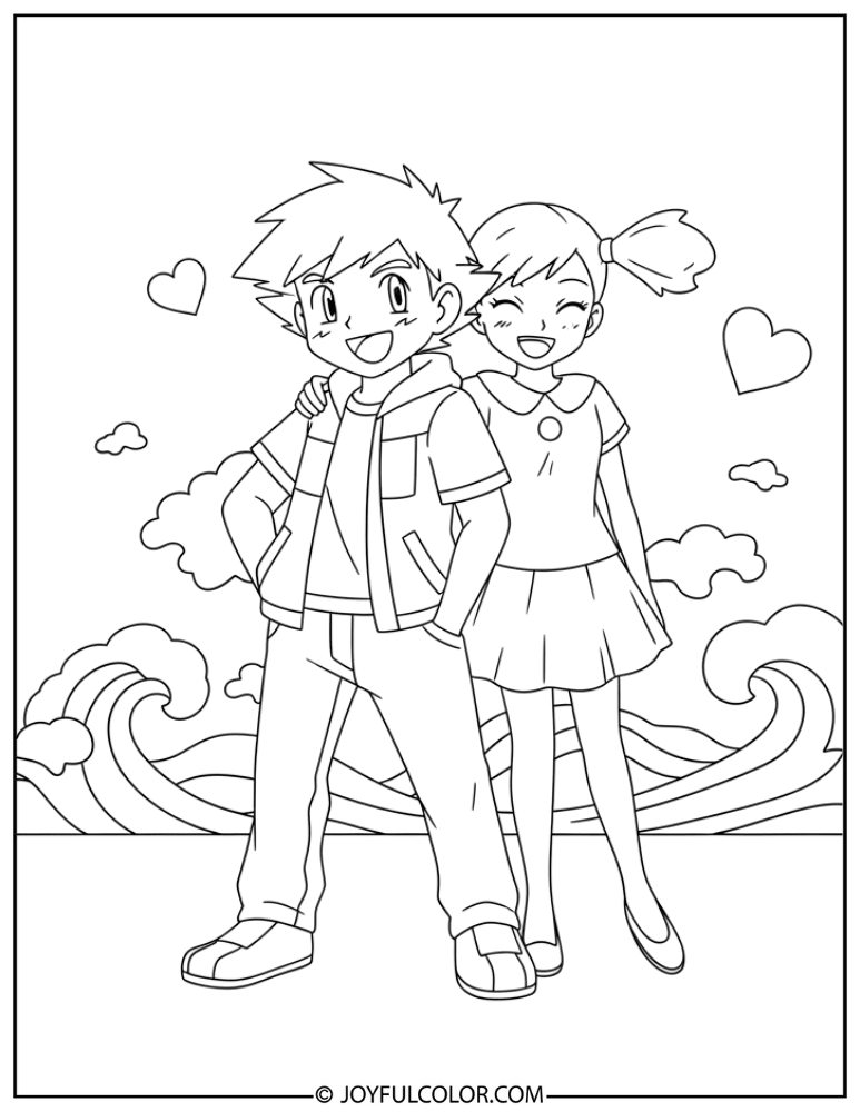 Ash and Misty Coloring Page