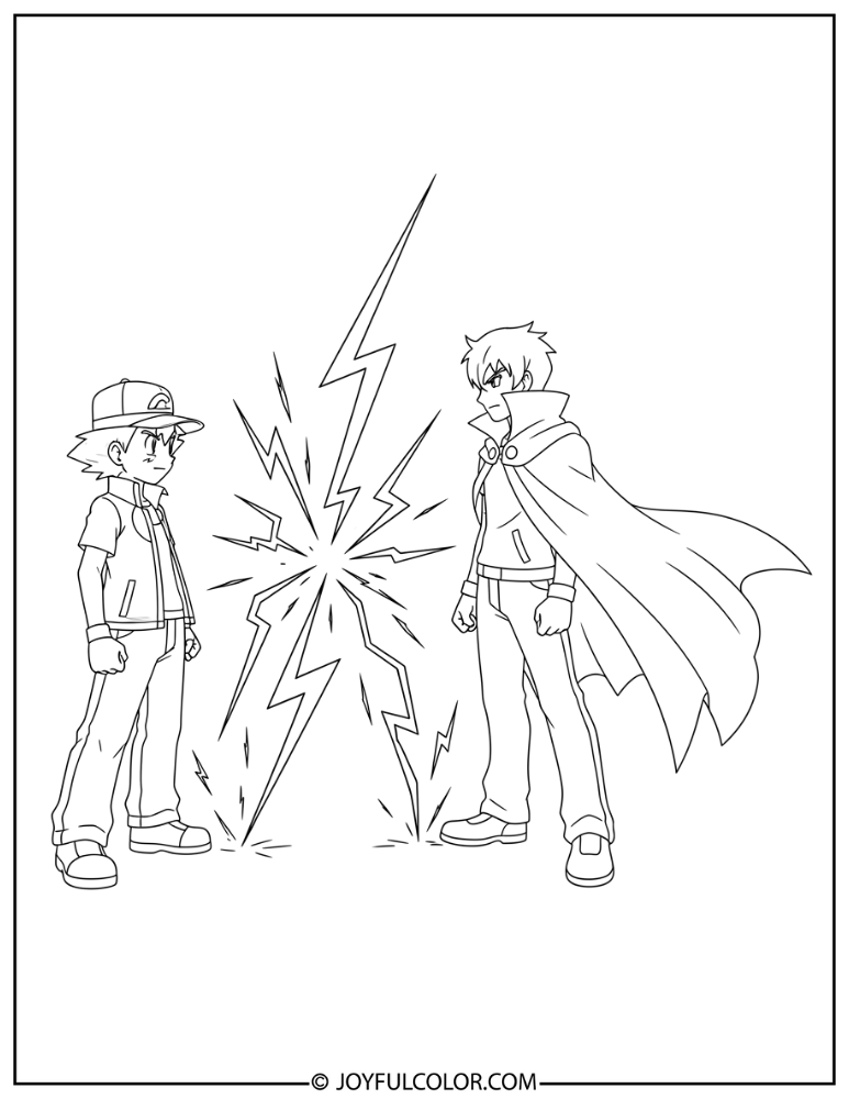 Ash vs Leon Coloring Page