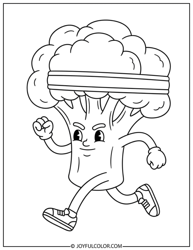 Athlete Broccoli Coloring Page