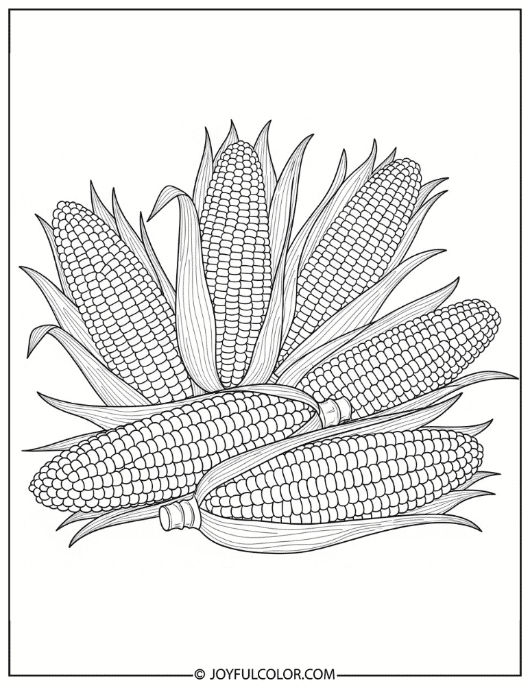 Autumn Festival Indian Corn Coloring Page