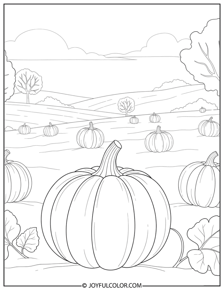 Autumn Pumpkin Field Coloring Page