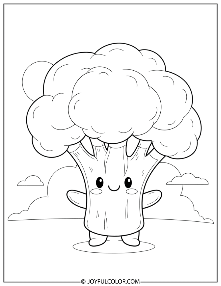Baby Broccoli Character Coloring Page