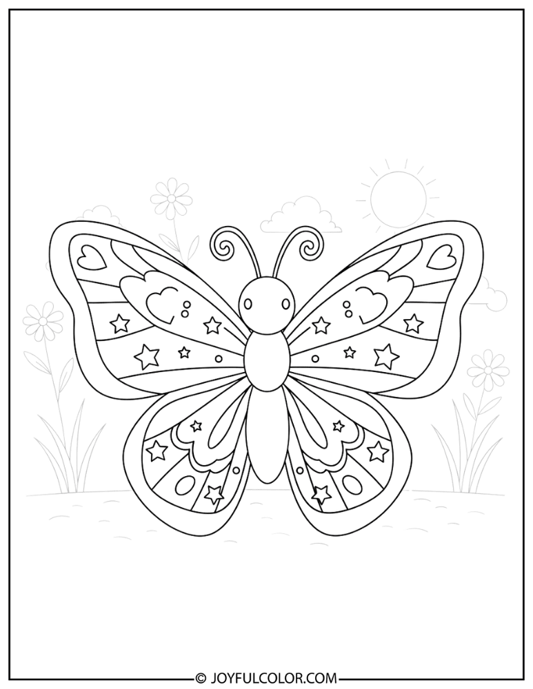 Baby Butterfly Cute Style Coloring Page