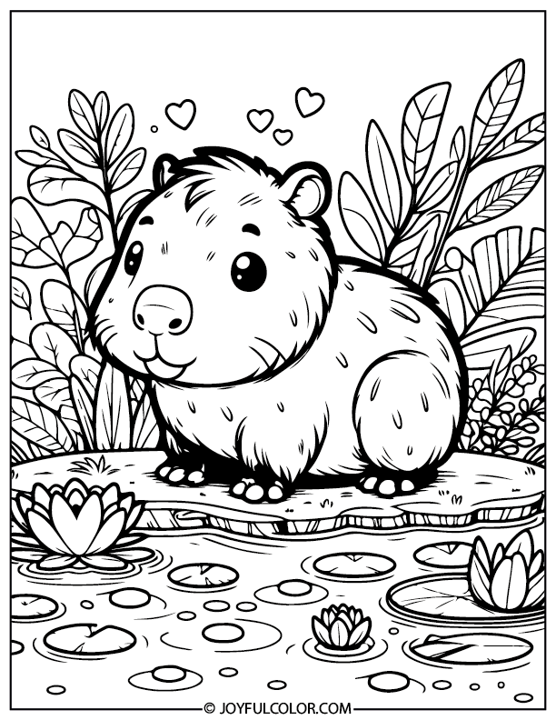 Baby Capybara Coloring Page