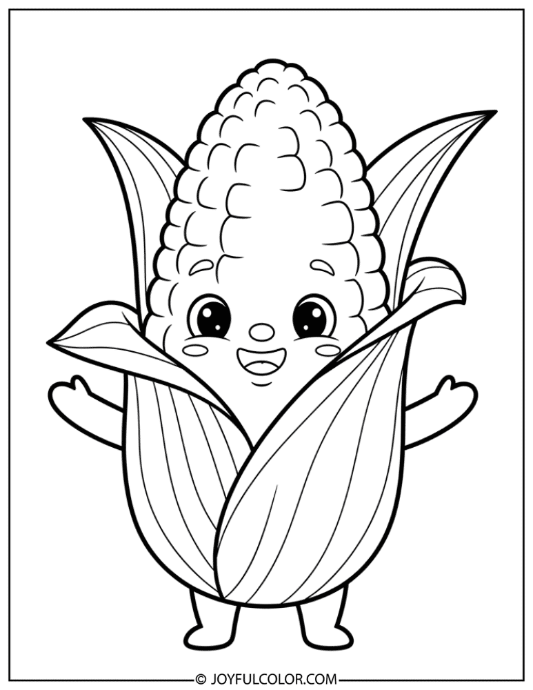 Baby Corn Cartoon Coloring Page