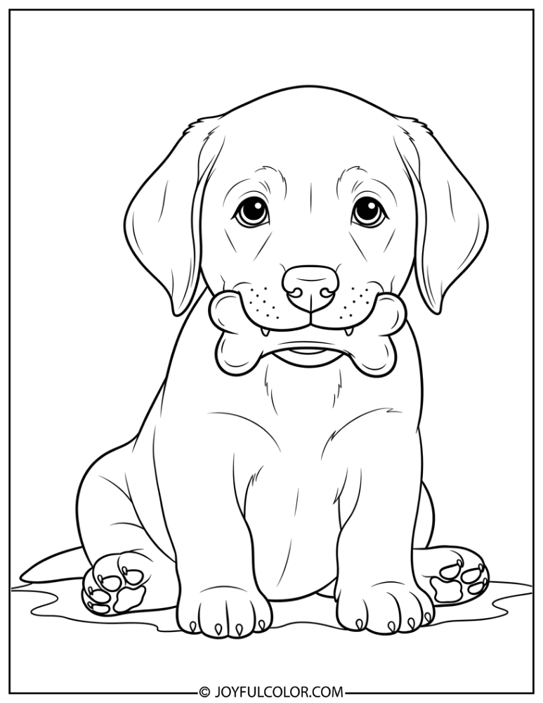 Baby Lab with Bone Coloring Page