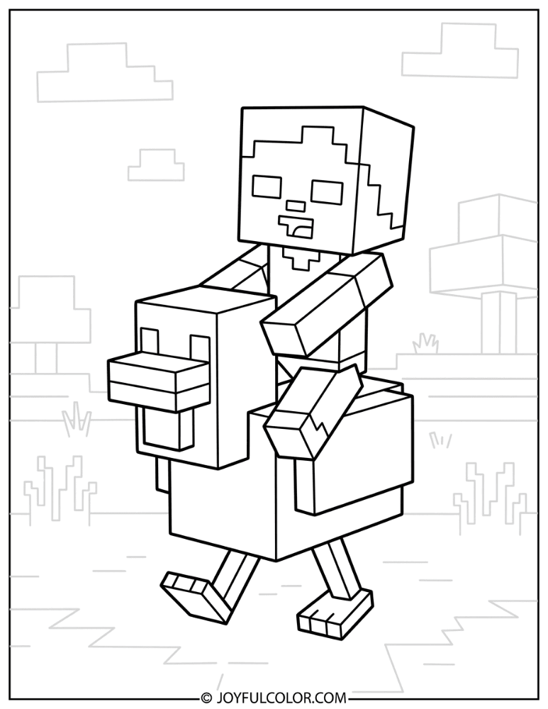 Baby Zombie Riding a Chicken