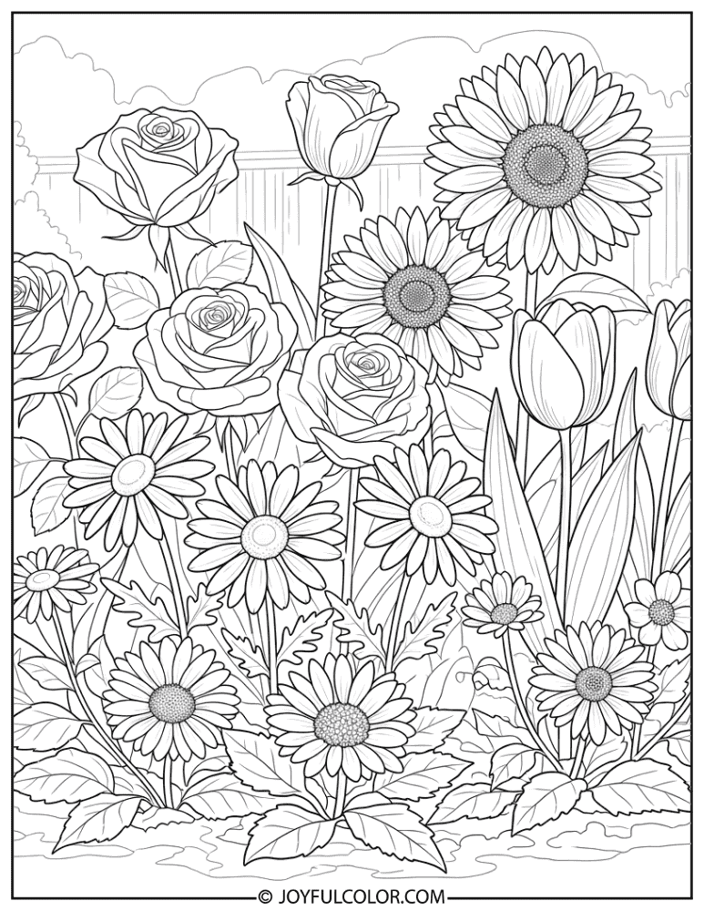 Backyard Flower Bed Coloring Page