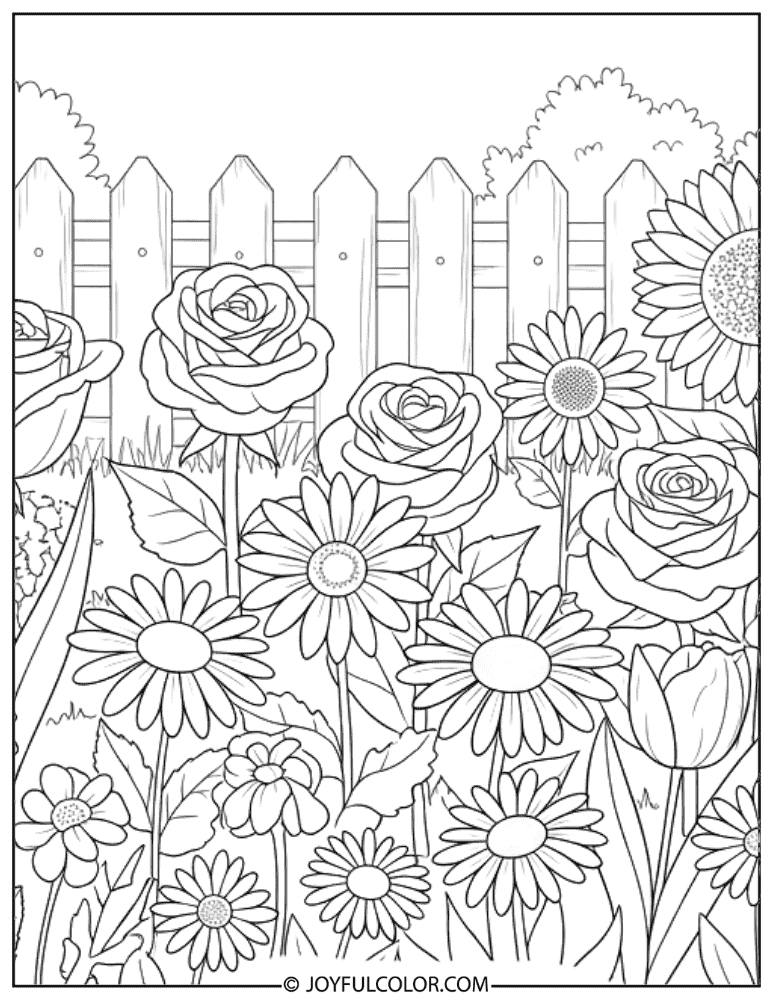 Backyard Flower Garden Coloring Page
