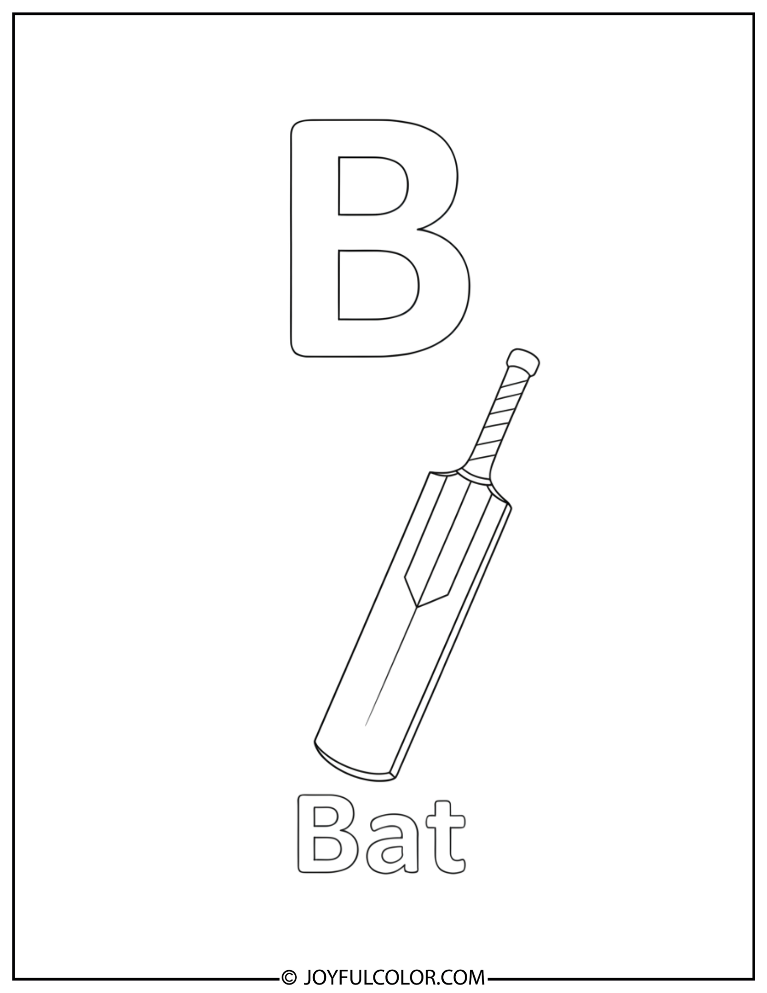 Ball and Bat Letter B Coloring Page