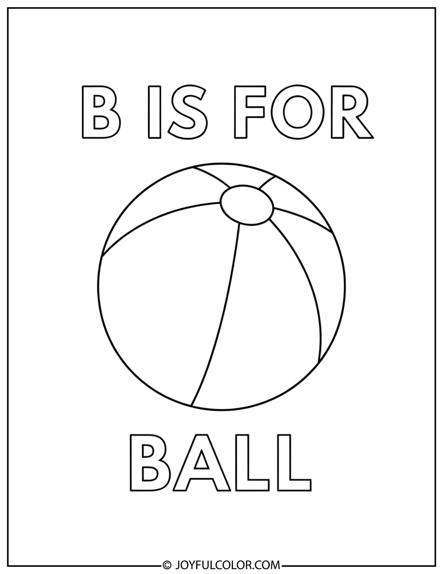 Ball and Bat Letter B Coloring Page