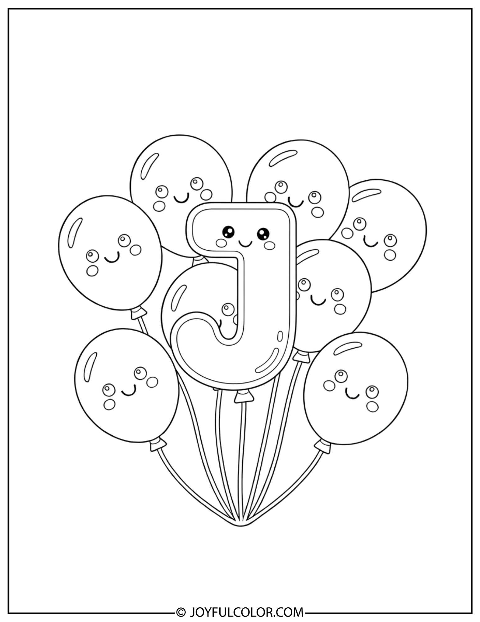 Balloons Letter J Coloring Page